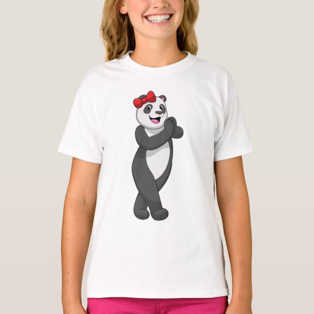 Panda med Ribbon T Shirt (Framsida)