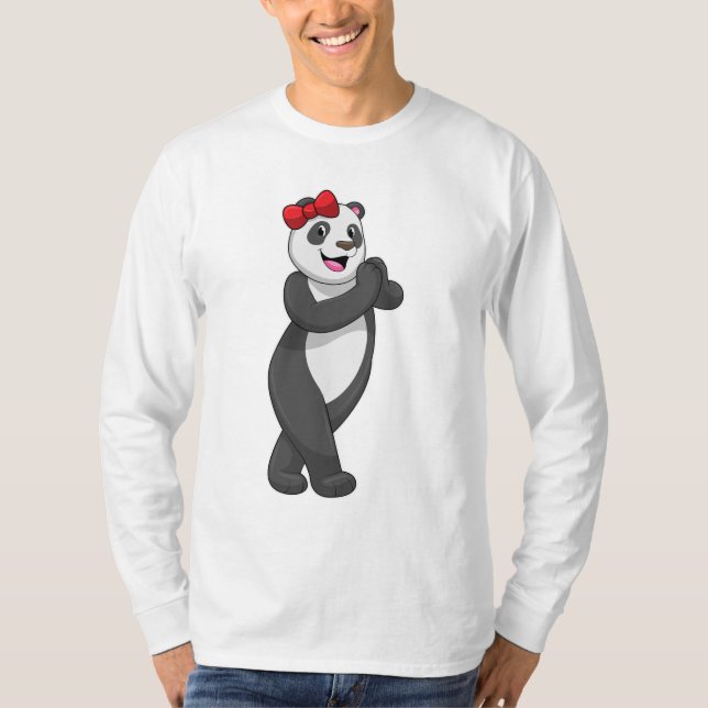 Panda med Ribbon T Shirt (Framsida)