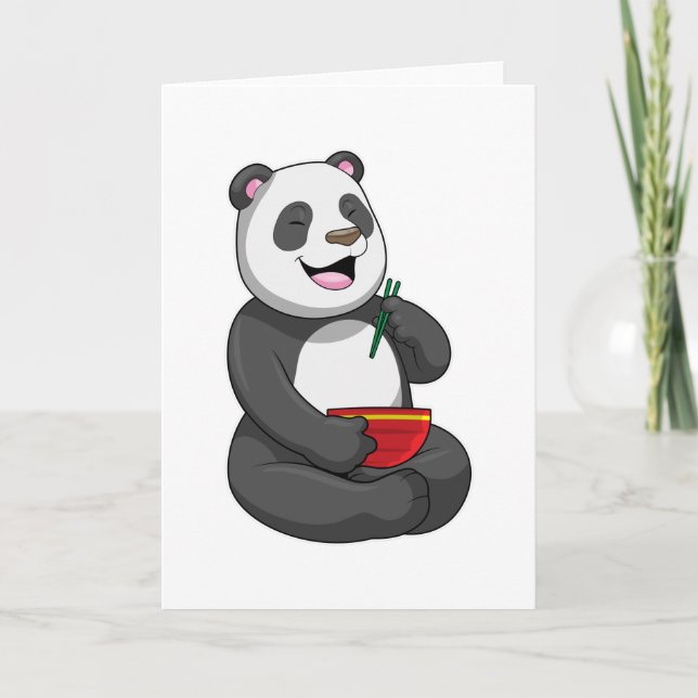 Panda med skål Ramen Kort (Framsida)