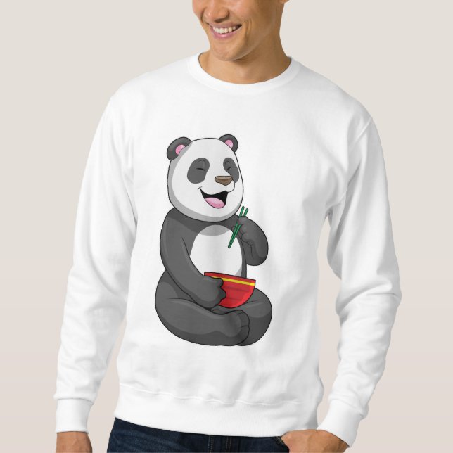 Panda med skål Ramen Lång Ärmad Tröja (Framsida)