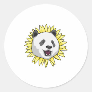 Panda med solros runt klistermärke