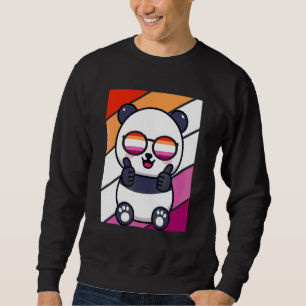 Panda med stolthet Lesbisk flagga Lgbtq stolt alli Lång Ärmad Tröja