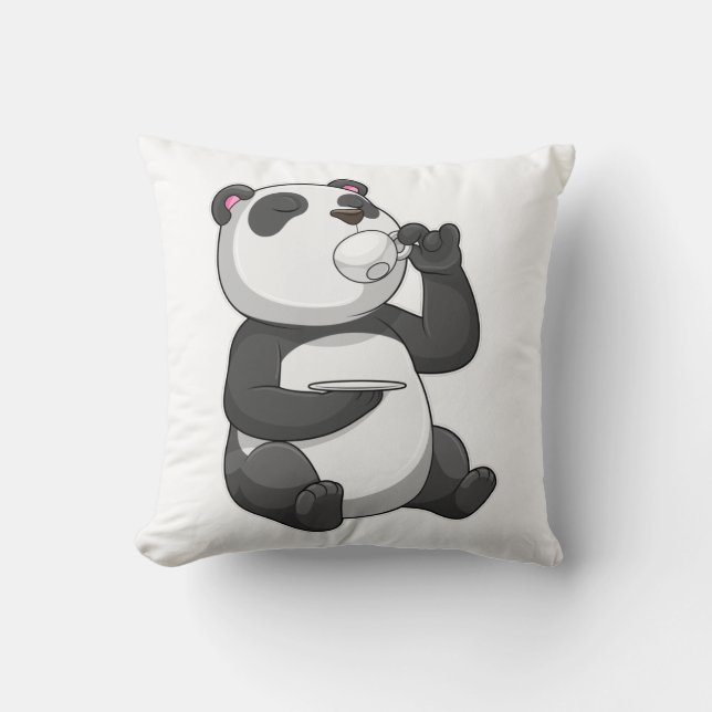 Panda med Tea Kopp Kudde (Framsida)
