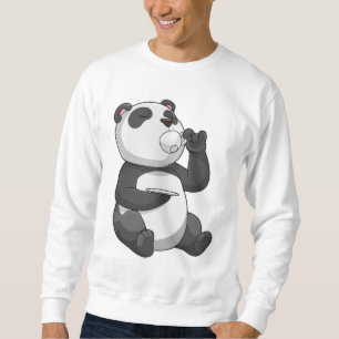 Panda med Tea Kopp Lång Ärmad Tröja