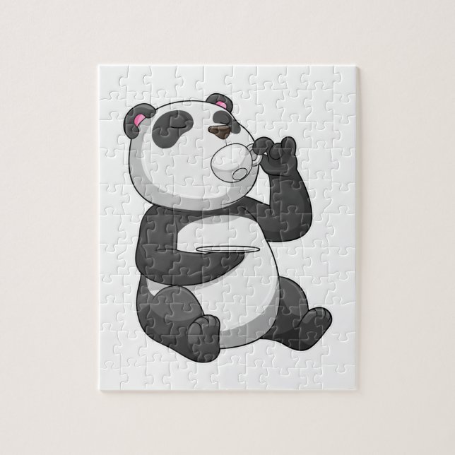 Panda med Tea Kopp Pussel (Vertikal)