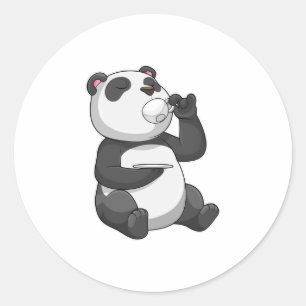 Panda med Tea Kopp Runt Klistermärke