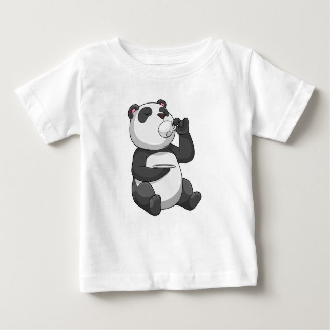 Panda med Tea Kopp T Shirt (Framsida)