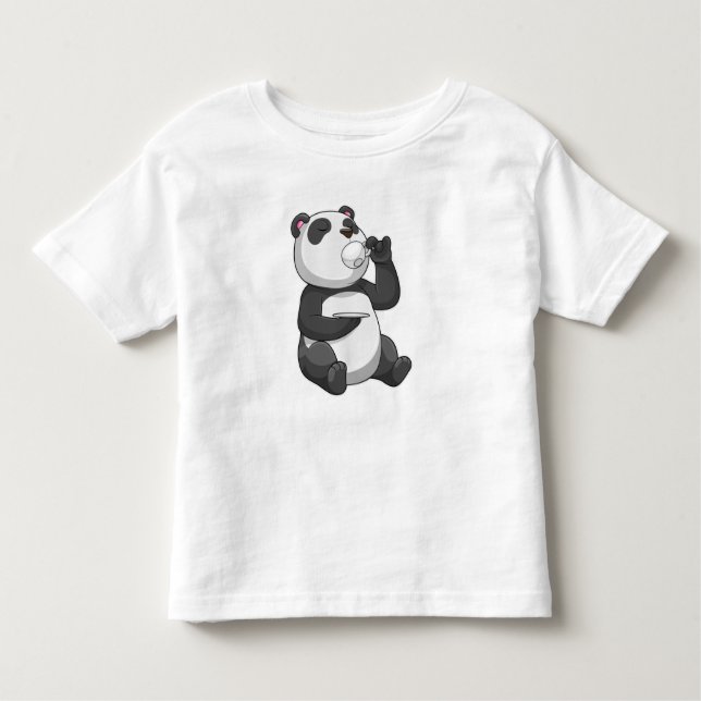 Panda med Tea Kopp T Shirt (Framsida)