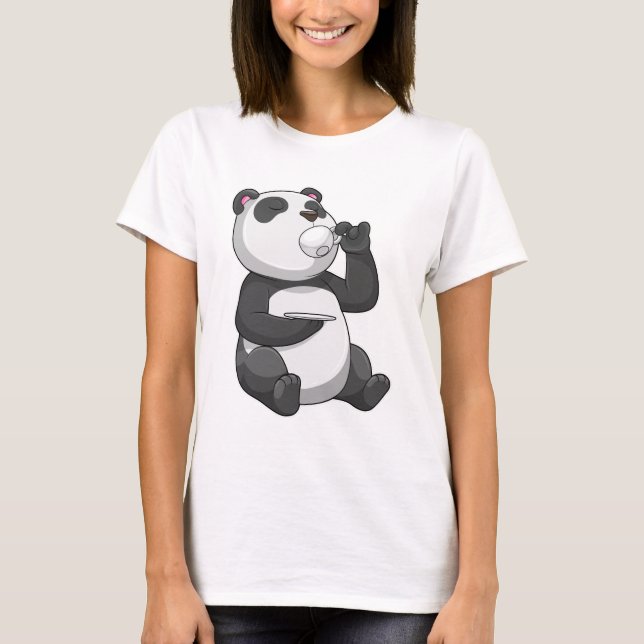 Panda med Tea Kopp T Shirt (Framsida)