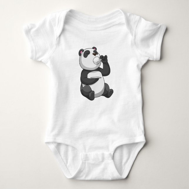 Panda med Tea Kopp T Shirt (Framsida)