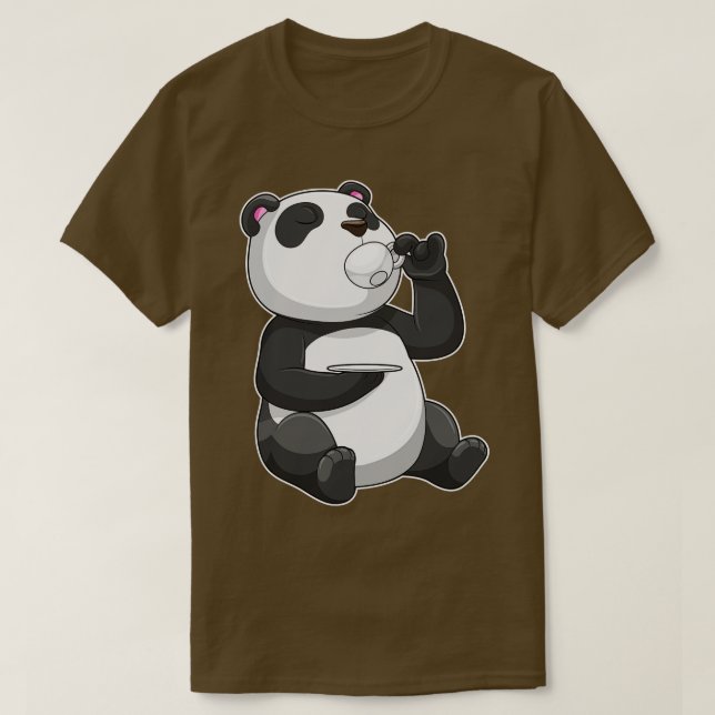 Panda med Tea Kopp T Shirt (Design framsida)