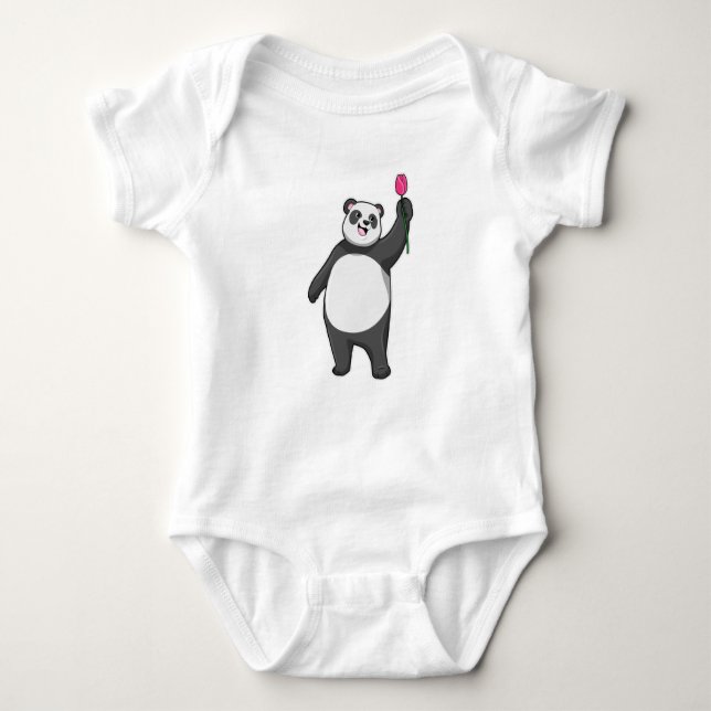 Panda med Tulip T Shirt (Framsida)