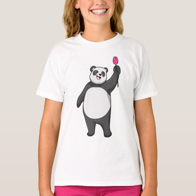 Panda med Tulip T Shirt (Framsida)