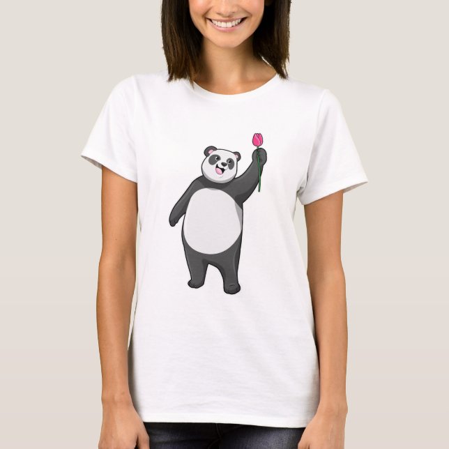 Panda med Tulip T Shirt (Framsida)