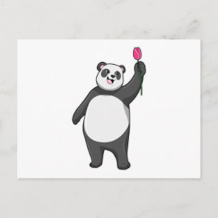 Panda med tulpan vykort