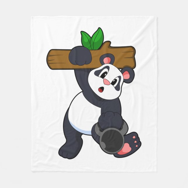 Panda med Wood vid styrkeutbildning Fleecefilt (Framsidan)