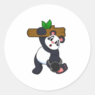 Panda med Wood vid styrkeutbildning Runt Klistermärke