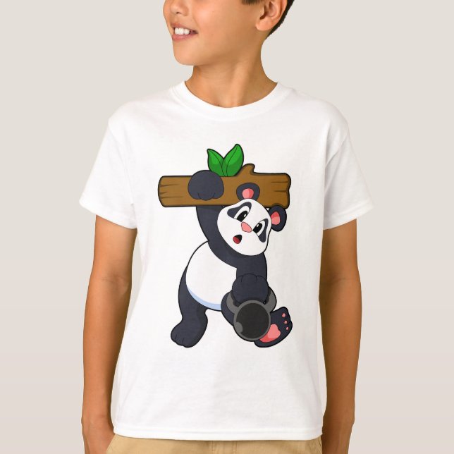Panda med Wood vid styrkeutbildning T Shirt (Framsida)