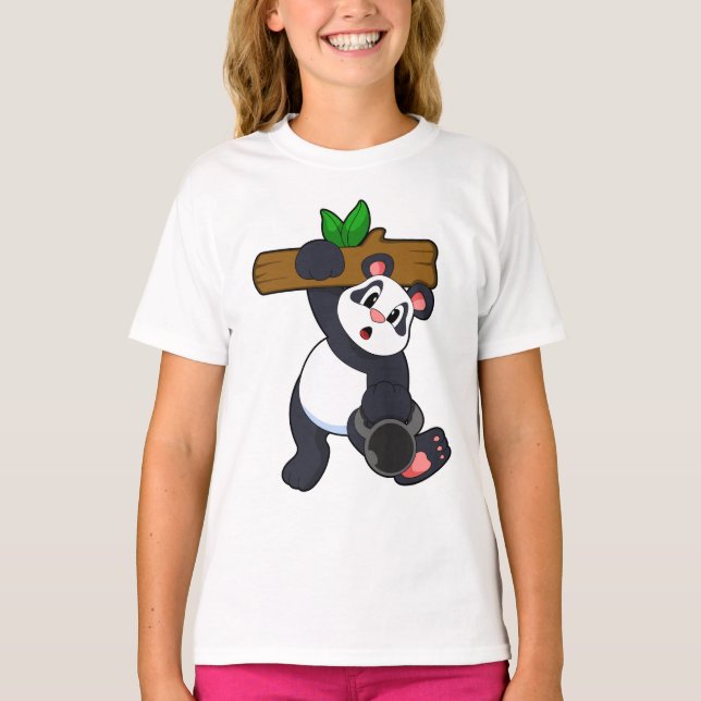 Panda med Wood vid styrkeutbildning T Shirt (Framsida)