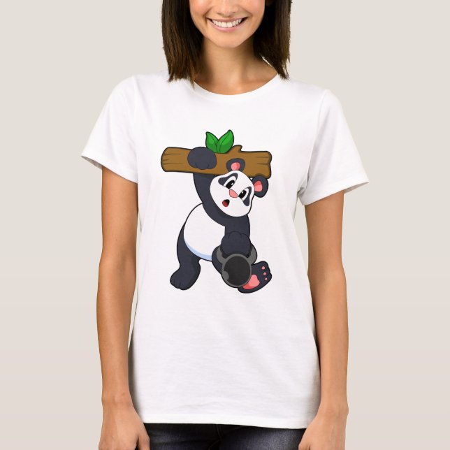 Panda med Wood vid styrkeutbildning T Shirt (Framsida)