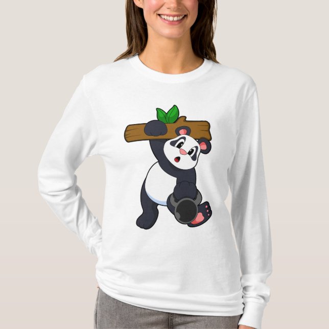 Panda med Wood vid styrkeutbildning T Shirt (Framsida)