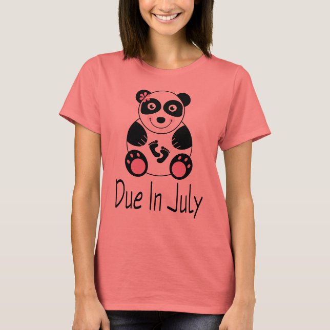 Panda Moderskap förfaller i juli T-shirt (Framsida)