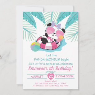 Panda monium Födelsedagsfest inbjudan Panda Bear