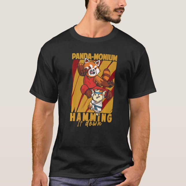 Panda Monium Hamming It Down Red Panda 1 T Shirt (Framsida)
