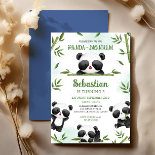 Panda-monium Panda Födelsedag Inbjudningar