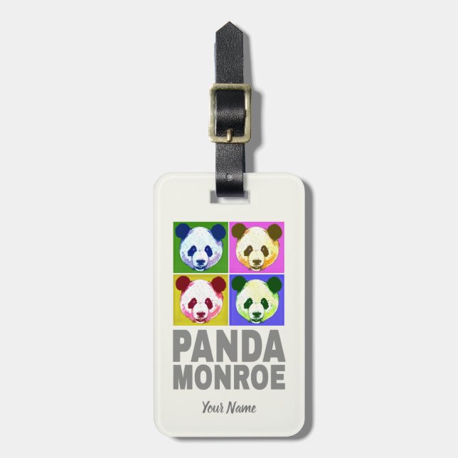 Panda Monroe Bear Pop Art Porträtt Bagagebricka (Vertikal Framsida)