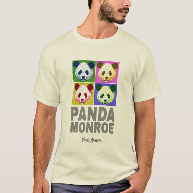 Panda Monroe Bear Pop Art Porträtt T Shirt (Framsida)