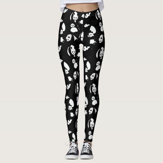 Panda mönster Black BG Leggings (Framsida)