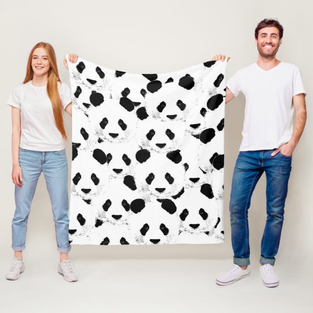 Panda mönster fleecefilt (På plats)