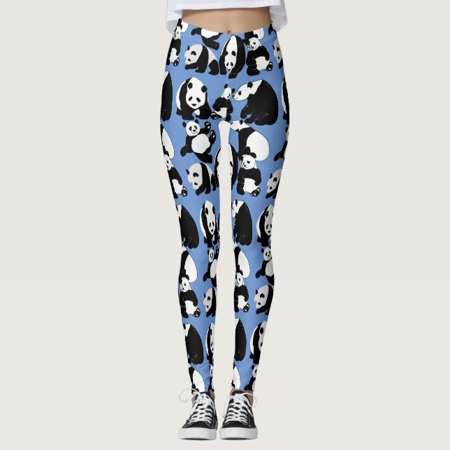 Panda mönster LBlue BG Leggings (Framsida)