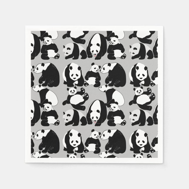 Panda mönster LGrey BG Pappersservett (Framsidan)
