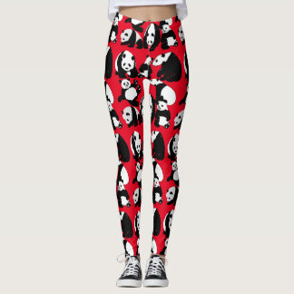 Panda mönster Red BG Leggings