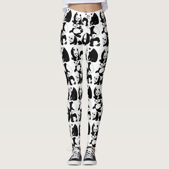 Panda mönster White BG Leggings (Framsida)