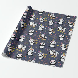 Panda Mönster Wrapping Papper Presentpapper