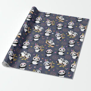 Panda Mönster Wrapping Papper Presentpapper