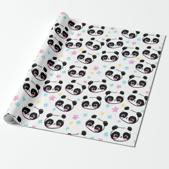 Panda Mönster Wrapping Papper Presentpapper (Utrullad)