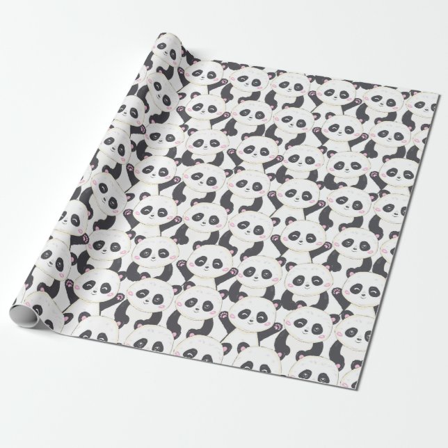 Panda Mönster Wrapping Papper Presentpapper (Utrullad)