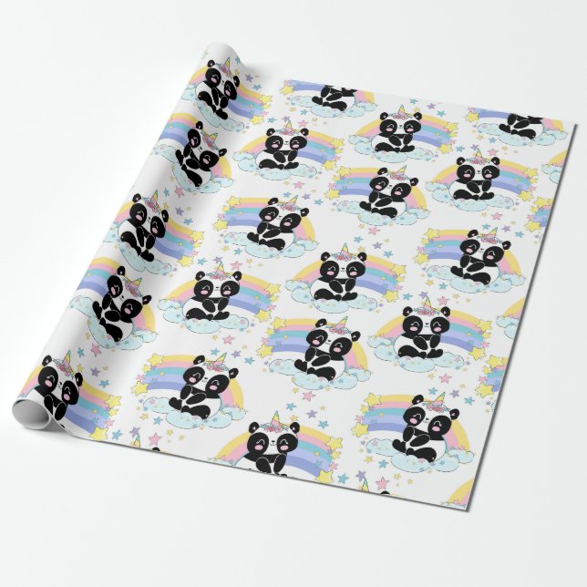 Panda Mönster Wrapping Papper Presentpapper (Utrullad)