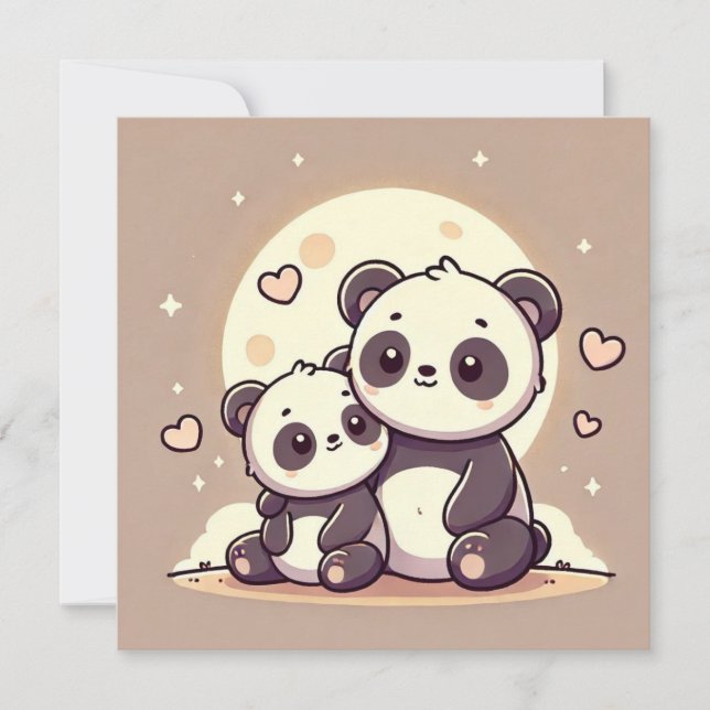 Panda Moon Love Card Julkort (Framsida)