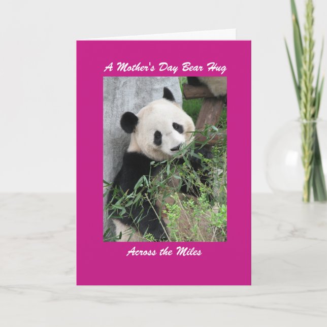 Panda Mors dag Bear Hug över Miles Rosa Kort (Framsida)