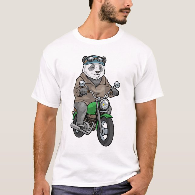 Panda Motorcykel T Shirt (Framsida)
