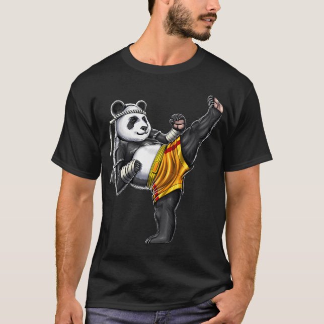 Panda Muay Thai-krigare T Shirt (Framsida)