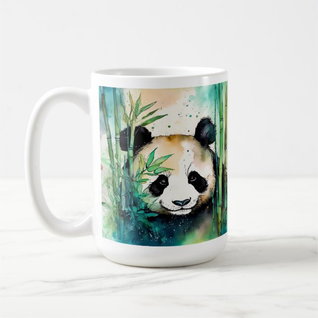 Panda Mugg, Gift for Hennes, Watercolor Pandas Kaffemugg (Vänster)