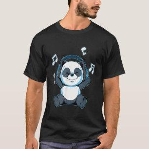Panda Music Note Panda Dj Headphone Ljud Teddy T Shirt