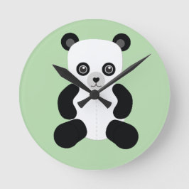 Panda Nalle Round Clock Rund Klocka