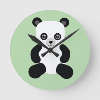 Panda Nalle Round Clock Rund Klocka